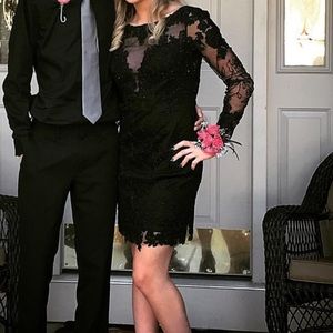 black long sleeve lace dress